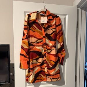 NWT Kittenish Vibrant Multicolor Button-Up Dress